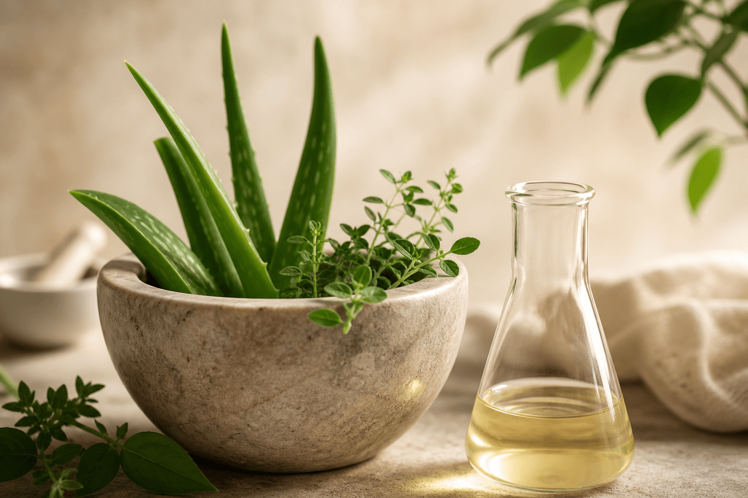 Natural wellness ingredients in a bowl